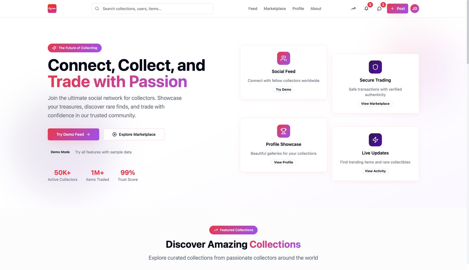 Digiown landing screen
