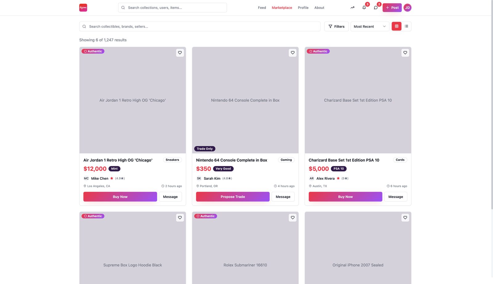 Digiown marketplace screen