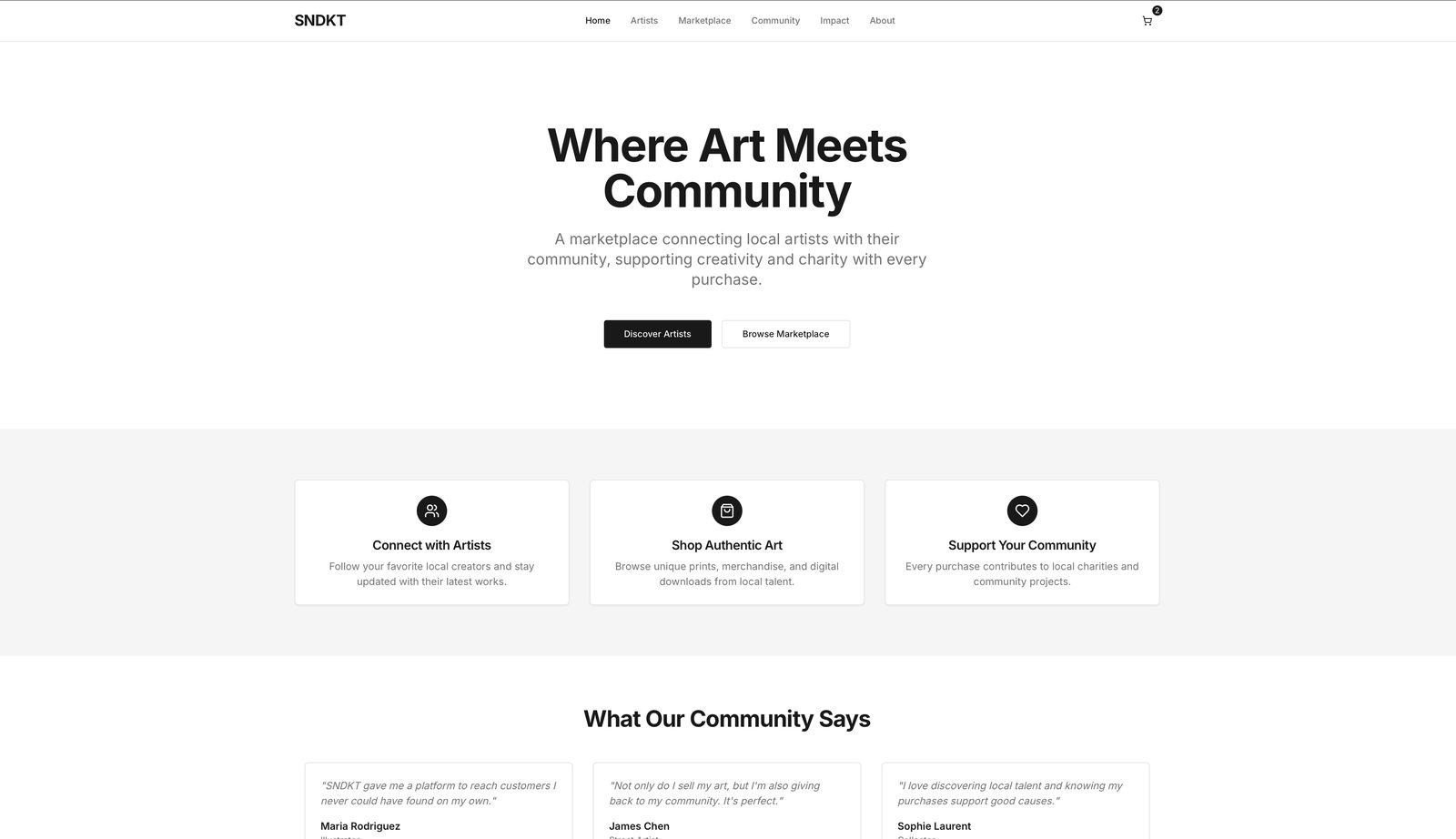 SNDKT landing screen
