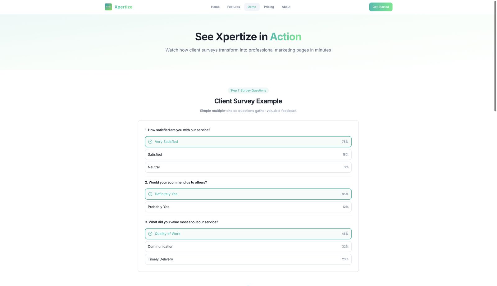 Xpertify survey screen